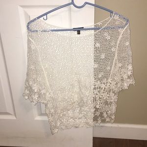 Netting with flowers see-through shirt